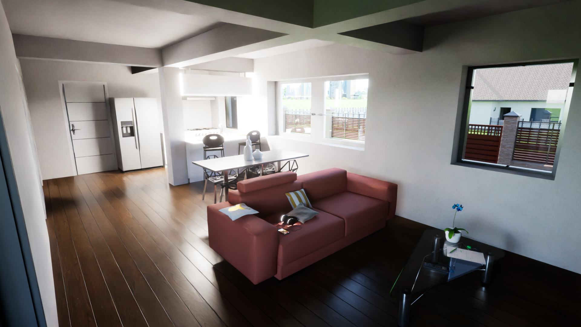 Living Room and Kitchen Interior